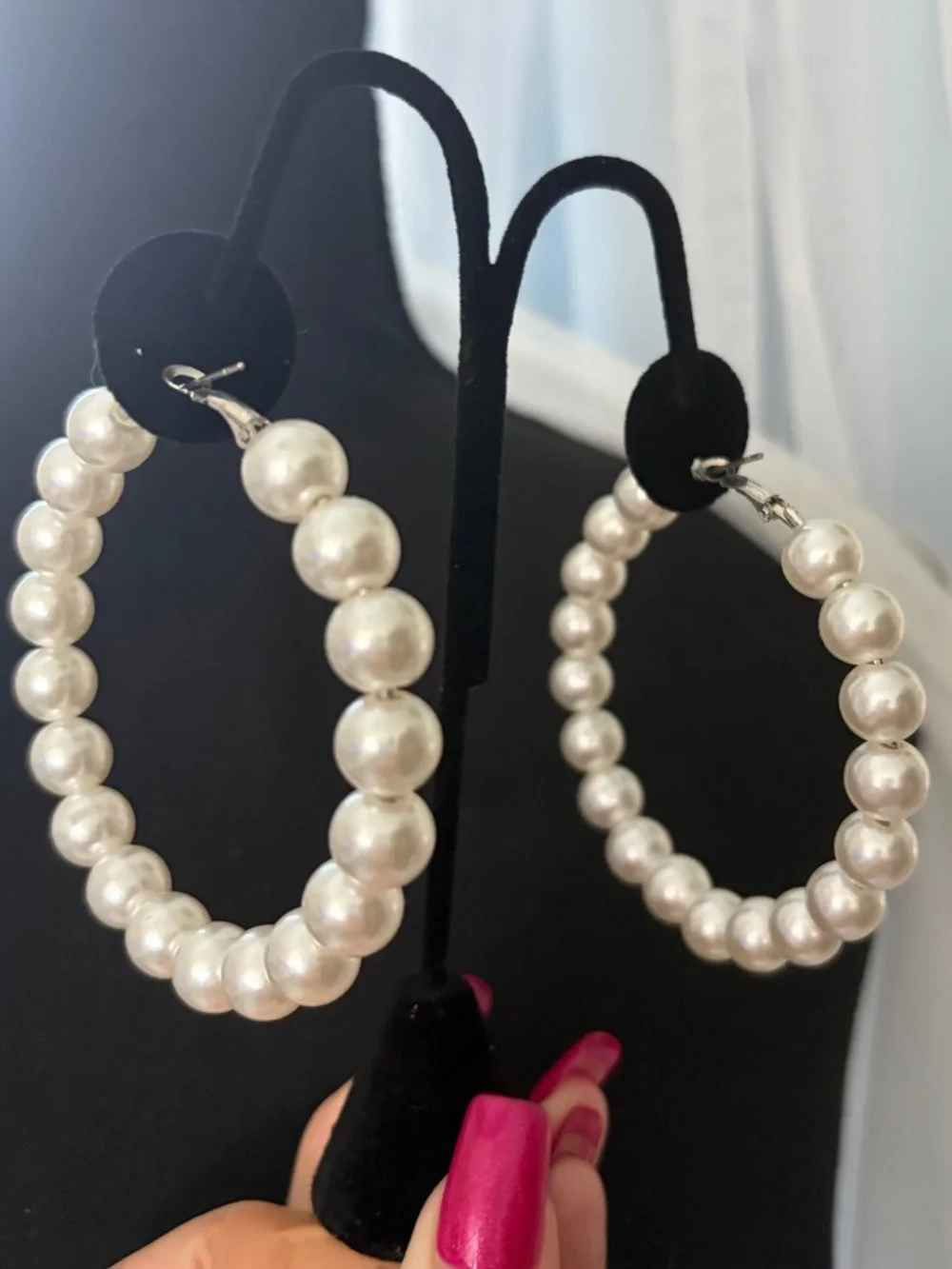 Pearl Hoop Earrings -